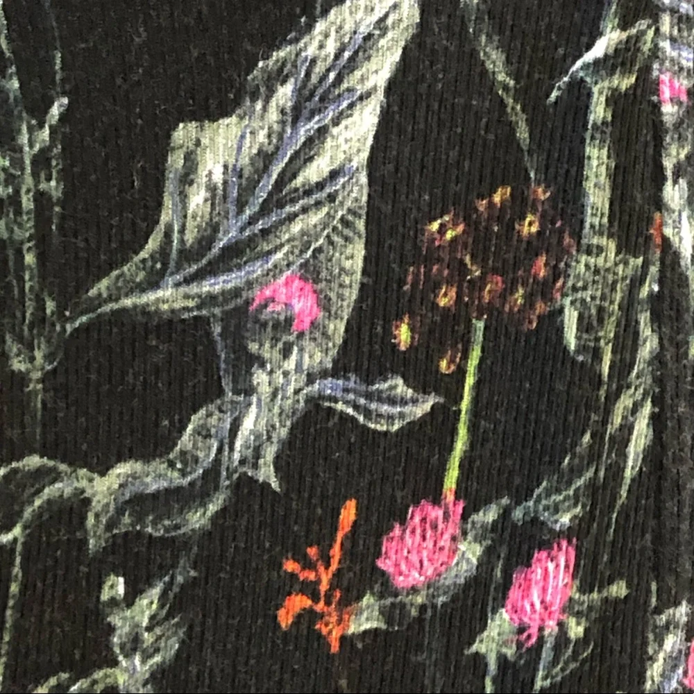 Topshop Black Floral Lace Up Fitted Mini Dress Ribbed Size 4 - Picture 5 of 10